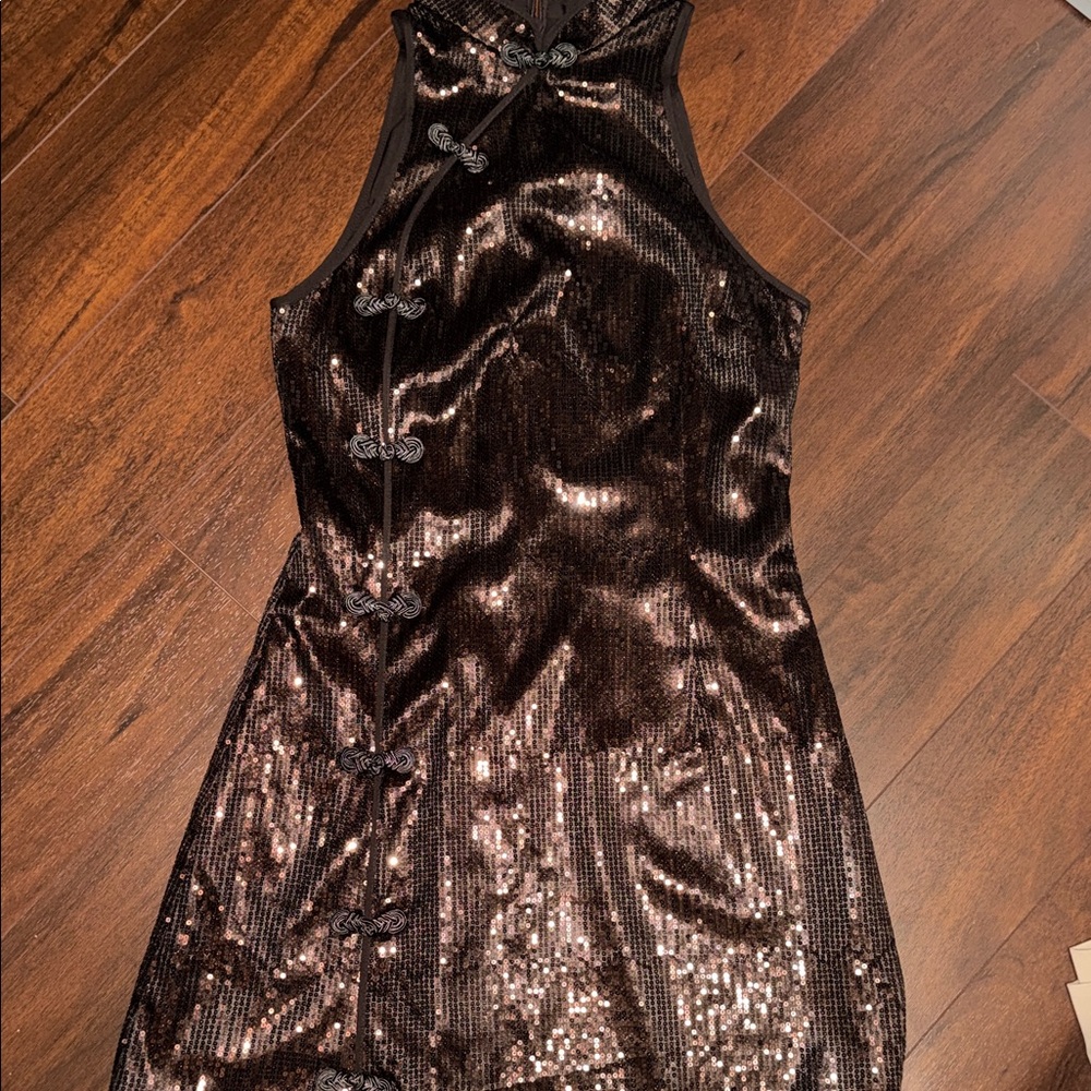 Chic Black Sequin Mini Dress